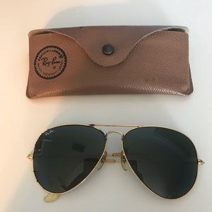 Ray-Ban Gold Aviators with Ray-Ban case